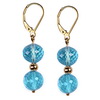 Blue Topaz Faceted Round Sterling Silver Earrings