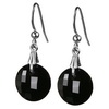 Black Onyx Round Checker Board Cut Briolette Silver Earrings