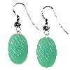 Ocean  Green Chalcedony Oval Carving Sterling Silver Earrings