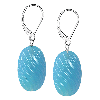 Neon Blue Chalcedony Oval Carving Sterling Silver Earrings