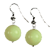 Lemon Green Agate Round Sterling Silver Earrings