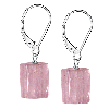 Rose Quartz Faceted Cylinder Sterling Silver Earrings