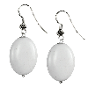White Agate Oval Sterling Silver Earrings