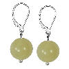 Lemon Green Carnelian Round Sterling Silver Earrings