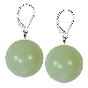 Lemon Green Carnelian Round Sterling Silver Earrings