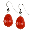 Orange Red Carnelian Faceted Oval Sterling Silver Earrings