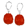 Orange Red Carnelian Faceted Oval Sterling Silver Earrings