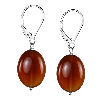 Orange Red Carnelian Oval Sterling Silver Earrings