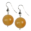 Yellow Carnelian Round Sterling Silver Earrings