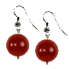 Orange Red Carnelian Round Sterling Silver Earrings