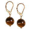 Tiger Eye Round Sterling Silver Earrings