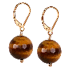 Tiger Eye Faceted Round Sterling Silver Earrings