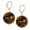 Tiger Eye Round Sterling Silver Earrings