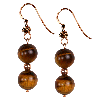 Tiger Eye Faceted Round Sterling Silver Earrings