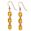 Golden Citrine Oval Faceted Checker Cut Earrings in Silver