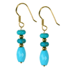 Turquoise Faceted Drops/Round Flat Earrings in Sterling Silver