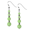 Green Agate Bead Earrings in Sterling Silver