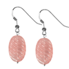 Rose Quartz Oval Carving Earrings in Sterling Silver