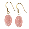 Rose Quartz Oval Carving Earrings in Sterling Silver