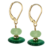 Chrysoprase-Prehnite Button/Faceted Round Earrings in Silver