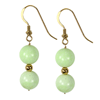 Green Agate Bead Earrings in Sterling Silver