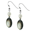 Mother Of Pearl-Cultured Pearl Oval Earrings in Sterling Silver