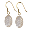 Oval Carving Mother of Pearl Earrings in Sterling Silver