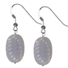 Oval Carving Chalcedony Earrings in Sterling Silver