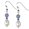 Oval/Round Cultured Pearl-chalcedony Earrings in Sterling Silver