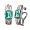 Octagon Swiss Blue Topaz Silver Gold Earrings