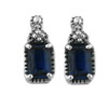 Created Blue Sapphire Earrings in 10K White Gold
