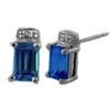 Created Blue Sapphire Earrings in 10K White Gold