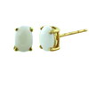 6x4 mm Oval Opal Earrings in 10K Yellow Gold