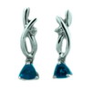 4x4 trillion Created Blue Sapphire Earrings in 10K White Gold