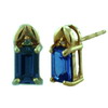 6x4 mm Created Blue Sapphire Earrings in 10K Yellow Gold