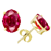 9x7 Oval Ruby Earrings in 14k White or Yellow Gold Gold