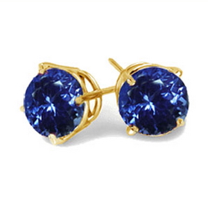 Tanzanite Earrings 0.50 Carat 14k Yellow Gold