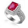 3.13 Carats Ruby SI1 Diamond Ring in 18k White Gold