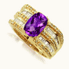 2.20 Carat Amethyst Diamond Ring in 14k Yellow Gold