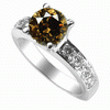 1.51 Carats Champagne Diamond Ring in 18k White Gold
