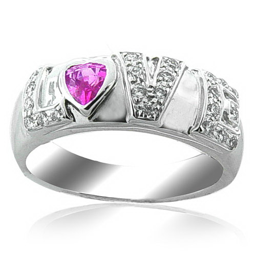 0.64 Carats SI1 Diamond Sapphire Ring in 18k White Gold