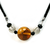 16 mm Golden Rutilated Citrine Designer Sterling Necklace