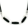 10 mm Cultured Pearl/ Black Onyx Designer Sterling Necklace