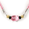6 mm Pink Topaz/ Black Onyx Designer Sterling Silver Necklace