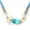10 mm Cultured Pearl/ Blue Topaz Designer Sterling Necklace