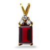 Emerald Cut Garnet Diamond Pendant in 14K Gold