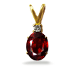 Oval Garnet Diamond Pendant in 14K Gold