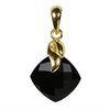 Black Onyx Cushion Checker Board Cut Briolette Silver Pendant