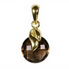 Smoky Quartz Round Checker Board Cut Briolette Silver Pendant