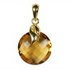 Golden Citrine Round Checker Board Cut Briolette Silver Pendant